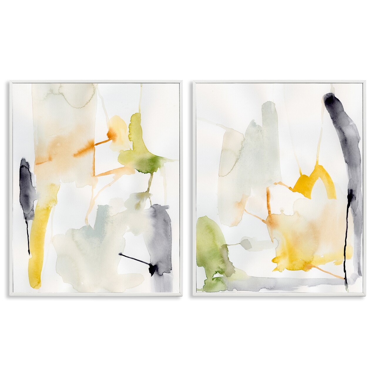 Stupell Industries Watercolor Paint Drips 2pc Framed Giclee Wall Art Set Design by Victoria Barnes